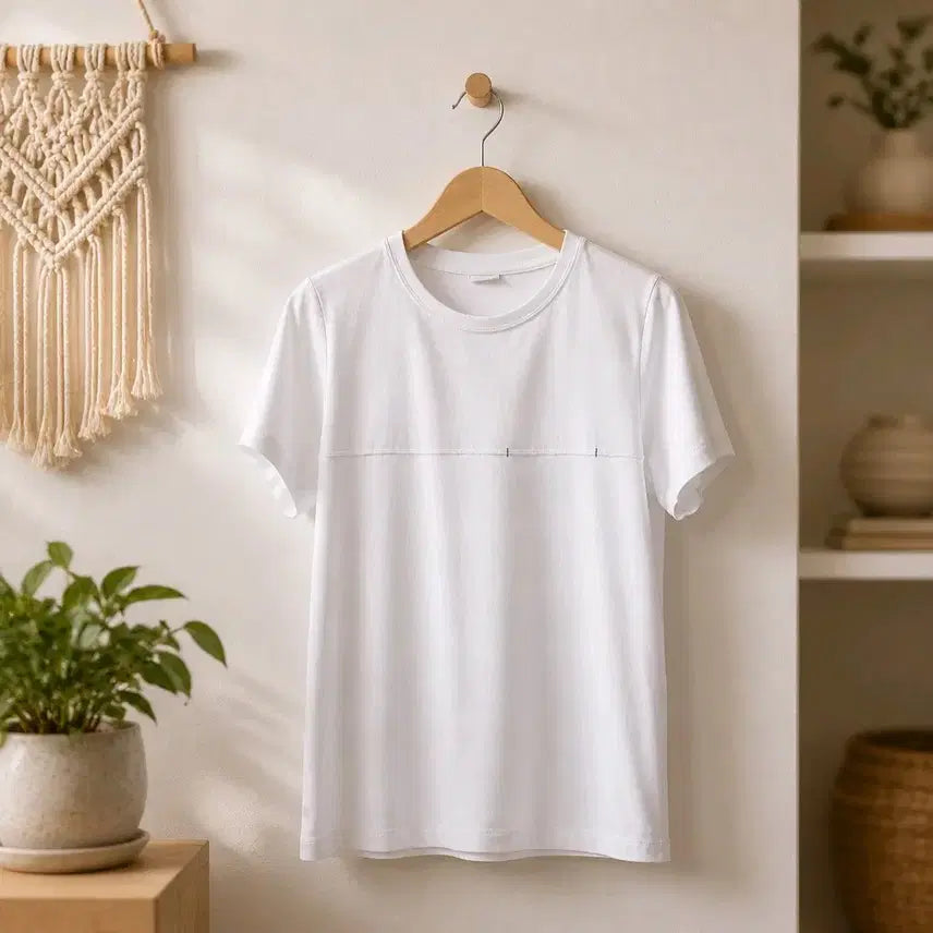 [BUNJANG] KUHO PLUS 2025 Minimal Panel Short Sleeve T-Shirt Size 1 / 구호플러스(kuho plus)2025 미니멀 절개 반팔 티셔츠 1사이즈