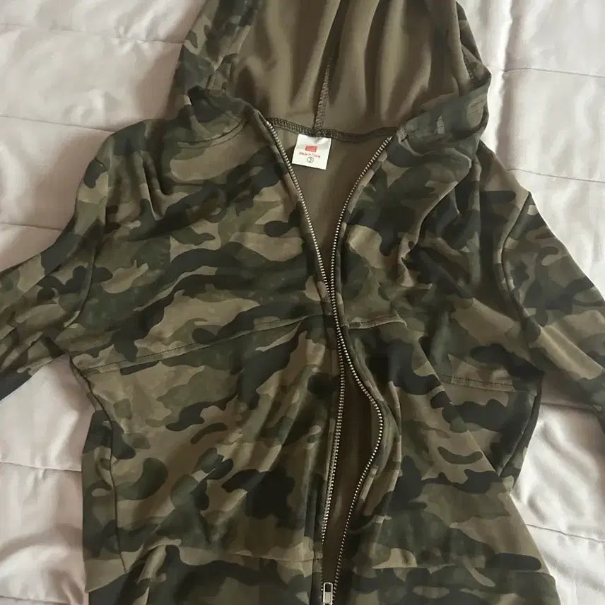 [BUNJANG] Women's Y2K Camo Military Hooded Zip-Up Jacket / 여성 y2k 카모 밀리터리 후드집업