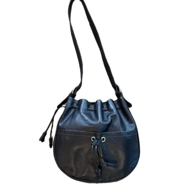[BUNJANG] SLIPKNOT PROJECT Black Leather Bucket Bag / 블랙 가죽 버킷 백