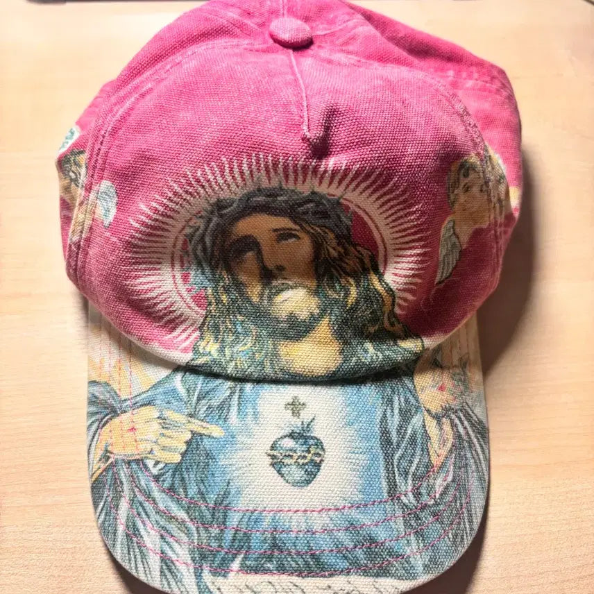 [BUNJANG] Supreme Jesus Embroidered Ball Cap Pink / 슈프림 예수 볼캡 핑크