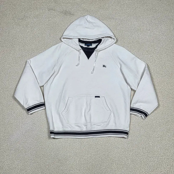 [BUNJANG] Burberry Blue Label Cotton Stripe Colorblock Hoodie L / [버버리] 블루라벨 코튼 스트라이프 배색 후드티 | A00528