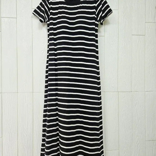 [BUNJANG] Striped Knit Dress / 캡내장 단가라원피스