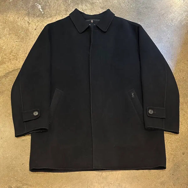 [BUNJANG] Saint Laurent Black Wool Short Coat 100 / 100 입생로랑 블랙 울 숏코트