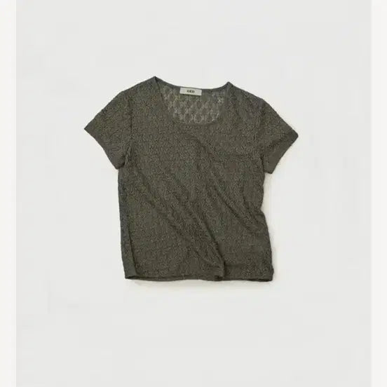 [BUNJANG] GED Short Sleeve T-Shirt - Khaki, Lace, Scoop Neck, Size S / (새상품) 게드 GED 반팔 티셔츠 - S