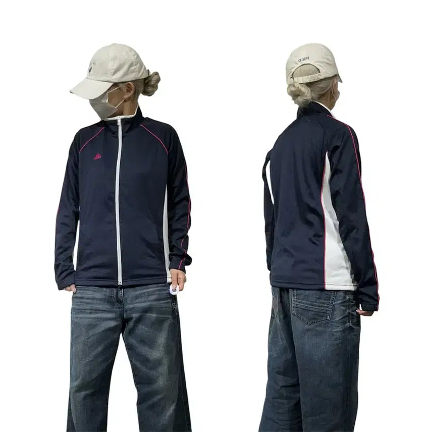 [BUNJANG] Adidas Navy White Pink Line Track Top Jersey L / 아디다스 네이비 화이트 핑크 라인 트랙탑 져지 L