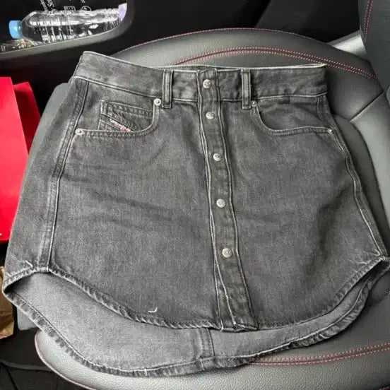 [BUNJANG] Diesel Black Denim Midi Skirt / 디젤 청치마 블랙