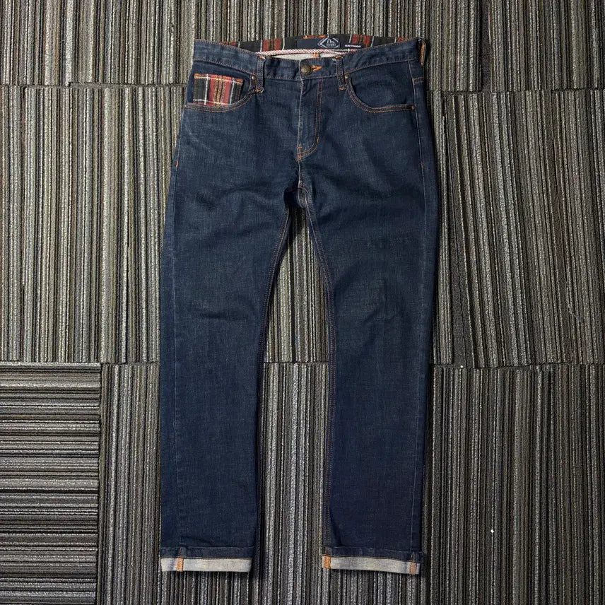 [BUNJANG] EVISU Indigo Selvedge Denim Pants Check Pocket Detail / 에비수 인디고 셀비지 데님팬츠 체크 포켓 디테일