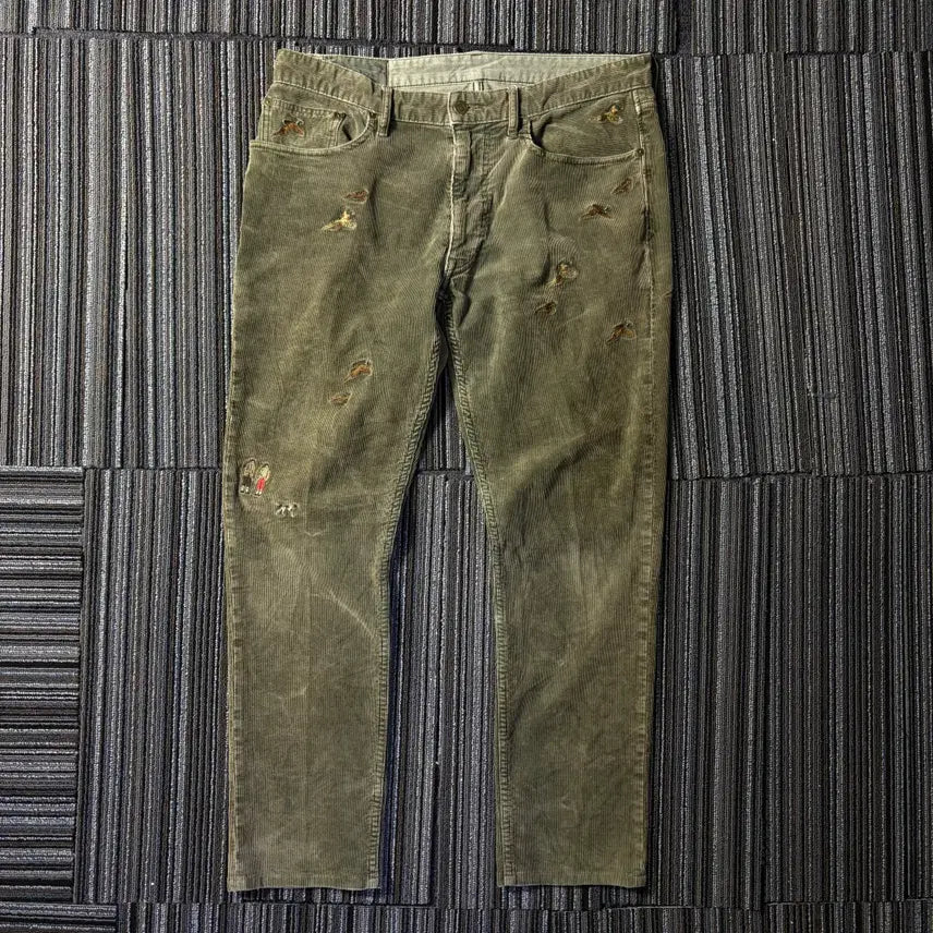 [BUNJANG] Polo Ralph Lauren Khaki Corduroy Pants with Embroidery Detail / 폴로 랄프로렌 카키 코듀로이 팬츠 자수 디테일