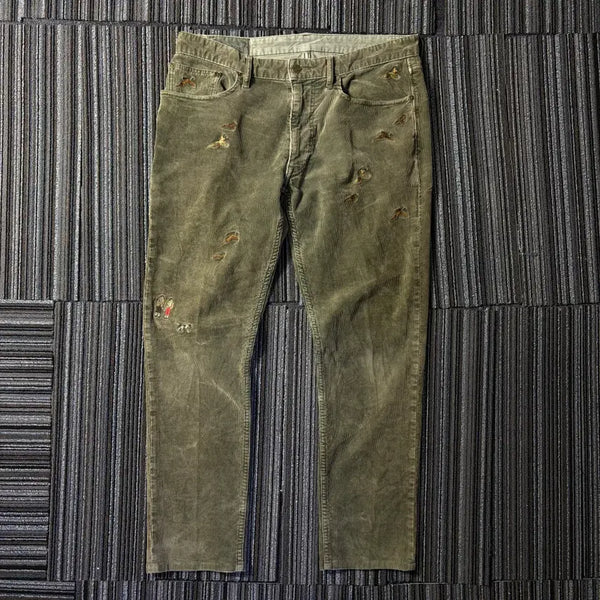 [BUNJANG] Polo Ralph Lauren Khaki Corduroy Pants with Embroidery Detail / 폴로 랄프로렌 카키 코듀로이 팬츠 자수 디테일
