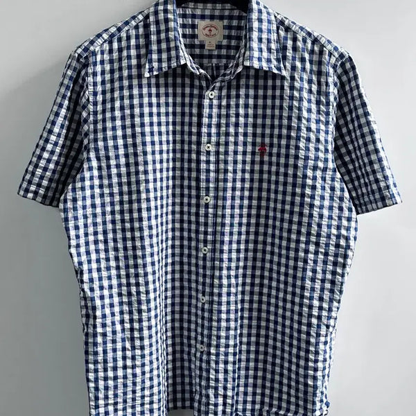 [BUNJANG] Brooks Brothers Gingham Seersucker Short Sleeve Shirt XL / 브룩스브라더스 깅엄체크 시어서커 반팔 셔츠 (va.72)