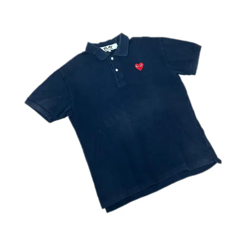 [BUNJANG] Comme des Garçons Dark Navy Heart Logo Polo Shirt XL / 꼼데가르송 다크 네이비 하트 pk티