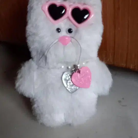 [BUNJANG] Heart Sunglasses Fluffy Cat Charm / 하트 선글라스 털뭉치 냥이 키링