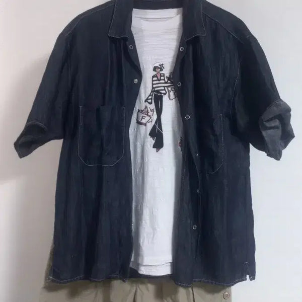 [BUNJANG] Howell Denim Short-Sleeve Shirt / 호웰 청데님 반팔셔츠 105~