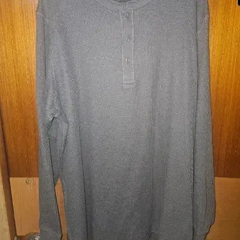 [BUNJANG] Uniqlo Waffle Henley Long Sleeve T-Shirt Grey 3XL / 유니클로 헨리넥 와플  그레이 3XL