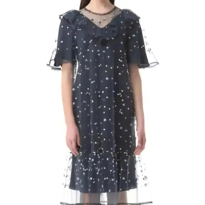 [BUNJANG] Oze secon Flower Embroidery Sheer Dress / 오즈세컨 플라워 자수 시스루 원피스 S