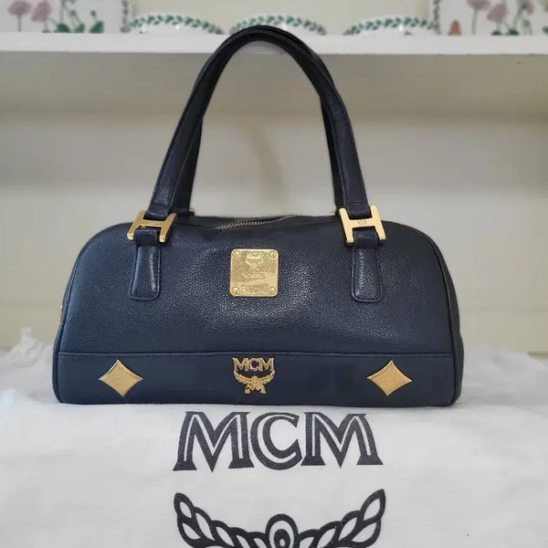 [BUNJANG] MCM Genuine Leather Gold Logo Tote Bag / 정품 엠씨엠 금장 소가죽  토트백