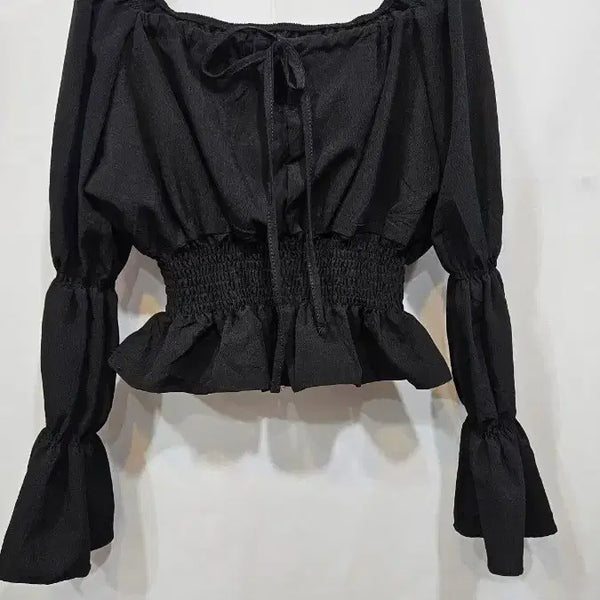 [BUNJANG] GRL Off-the-Shoulder Black Cropped Blouse / 일본수입 GRL 오프숄더 겸용 검정 크롭 블라우스  sst