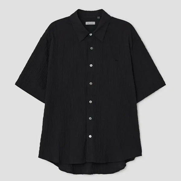 [BUNJANG] Surface Short Sleeve Shirt - Black Check / 서피스 숏 슬리브 셔츠 - 블랙 체크