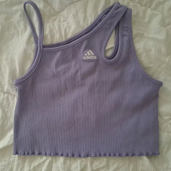 [BUNJANG] Adidas Lavender Cropped Sleeveless T-Shirt / 아디다스 반팔 크롭탑 라벤더
