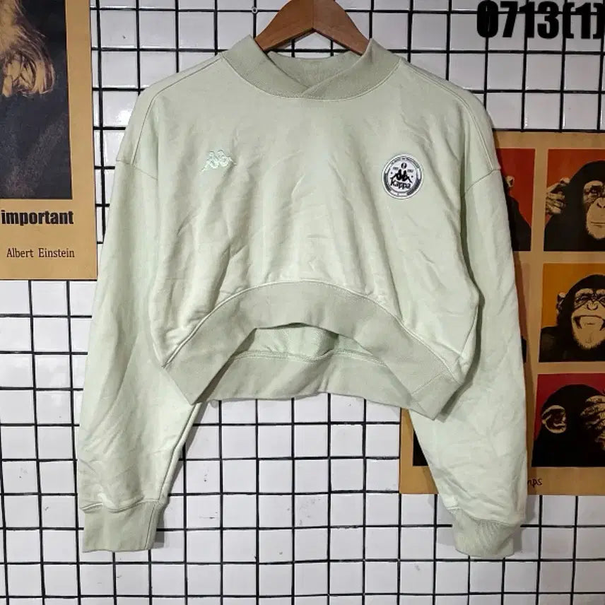 [BUNJANG] Kappa Cropped Sweatshirt Green S / 카파 크롭 맨투맨 연두색 S