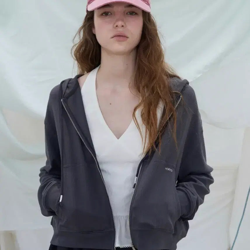 [BUNJANG] Poeto Eyelet Hoodie Charcoal / 포에토 아일렛 후드 차콜