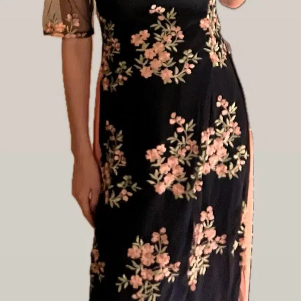 [BUNJANG] Vietnamese Ao Dai Graduation Long Dress + Pants Set with Embroidery / 베트남 맞춤 아오자이 졸업사진 자수 롱 원피스+바지 세트