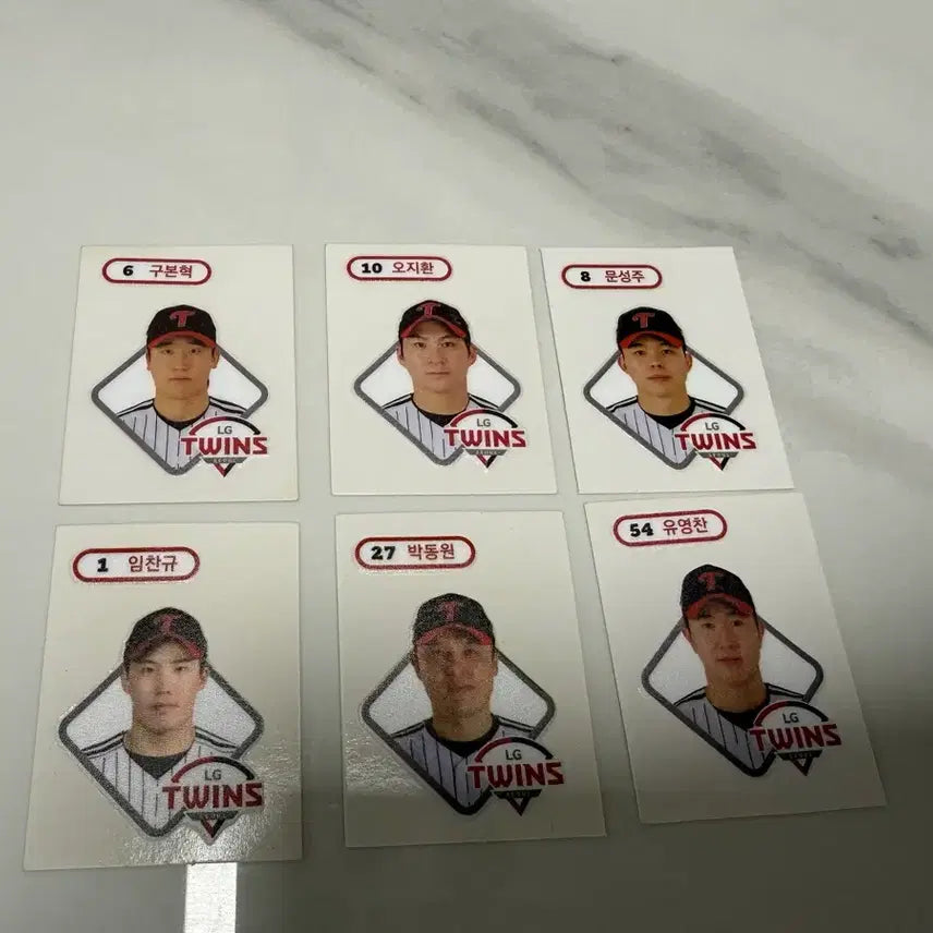 [BUNJANG] LG Twins Dibs Seal Koo Bon-hyeok, Im Chan-kyu, Oh Ji-hwan, Park Dong-won, Moon Sung-ju, Yoo Young-chan Bundle Set / 엘지트윈스 띠부씰 구본혁 임찬규 오지환 박동원 문성주 유영찬