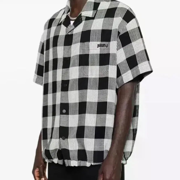 [BUNJANG] Juun.J Checkerboard Open Collar Snap Button Shirt / [44]준지 체커보드 오픈칼라 스냅버튼 셔츠