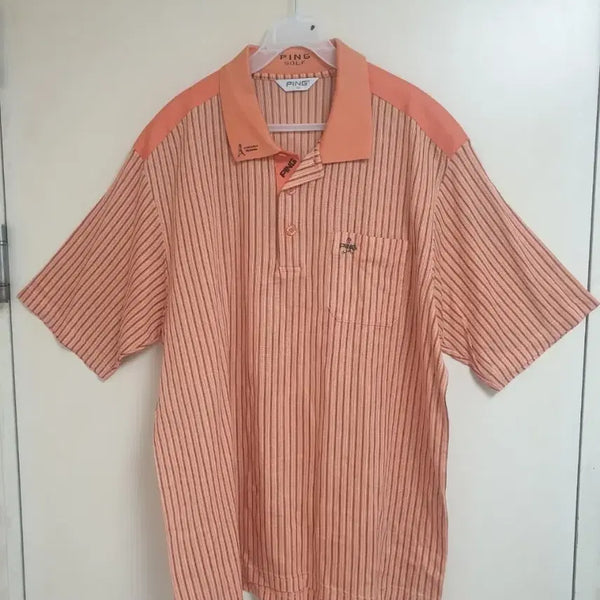 [BUNJANG] PING Golf Wear Striped Collar T-Shirt Size 105 / PING 골프웨어 스트라이프 카라티 105