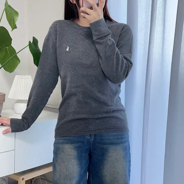 [BUNJANG] Polo Ralph Lauren Charcoal/White Pony Waffle Long Sleeve T-Shirt / 폴로 챠콜 / 화이트포니 와플 긴팔티 [ S ]