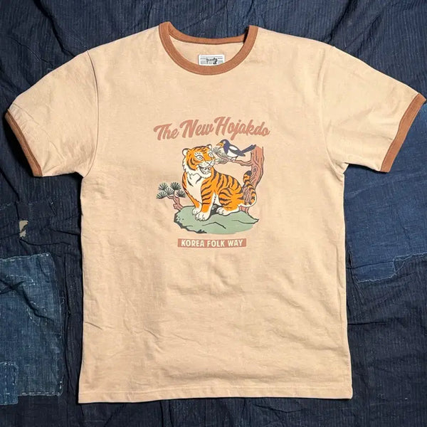 [BUNJANG] Mokuto Hojakdo Ringer T-Shirt Brown / 모쿠토 뉴 호작도 링거티 [브라운]