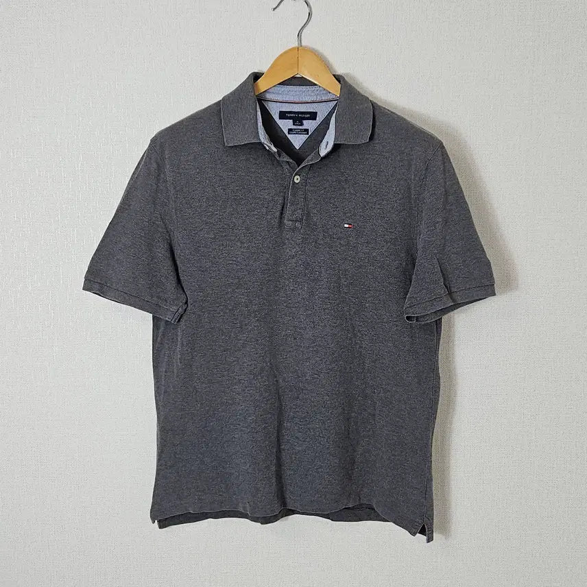 [BUNJANG] Tommy Hilfiger Charcoal Classic Fit Polo T-Shirt M / 타미힐피거 반팔 폴로 카라티 피케티 챠콜 클래식핏 M
