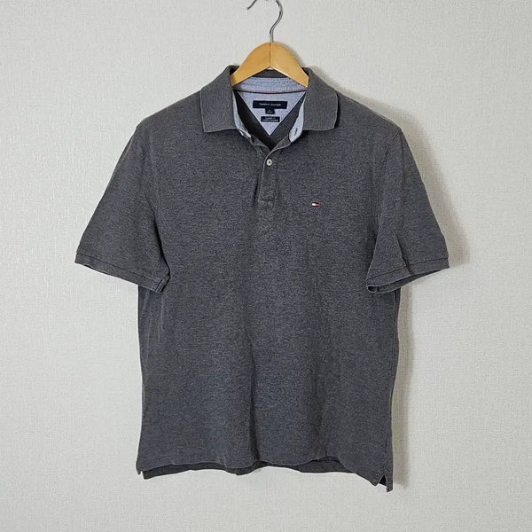 [BUNJANG] Tommy Hilfiger Charcoal Classic Fit Polo T-Shirt M / 타미힐피거 반팔 폴로 카라티 피케티 챠콜 클래식핏 M
