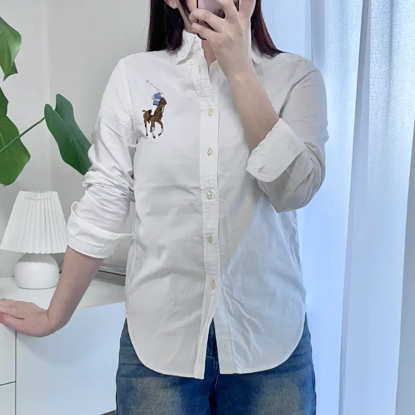 [BUNJANG] Polo Ralph Lauren Big Pony Solid Shirt White - M (10-12) / 폴로 화이트 / 빅포니 솔리드 셔츠 [ M(10-12) ]