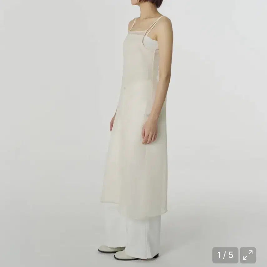 [BUNJANG] Julia Pepe Simple See-through Layered Bustier Long Dress Cream / 줄리아페페 심플 시스루 레이어드 뷔스티에 롱 원피스 드레스 크림색아이보리