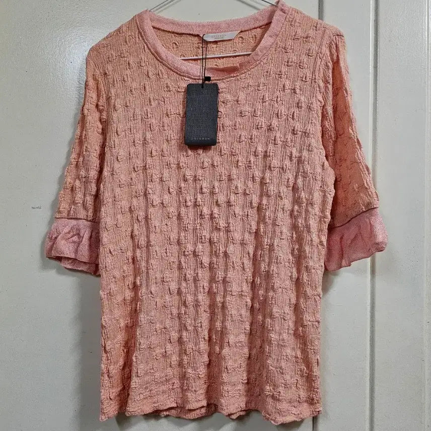 [BUNJANG] Creson Embossed Nylon-Rayon Blend Blouse / 새제품)크레송 엠보 블라우스
