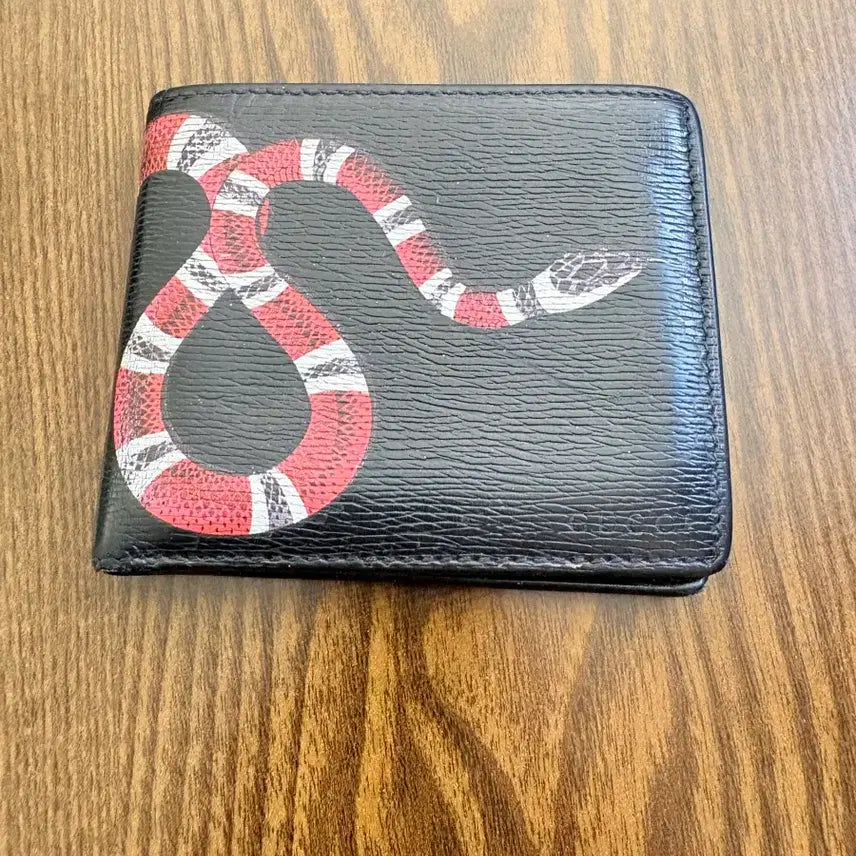 [BUNJANG] Gucci Kingsnake Print Men's Bifold Wallet Black / 구찌 킹스네이크 프린트 남자 반지갑 블랙