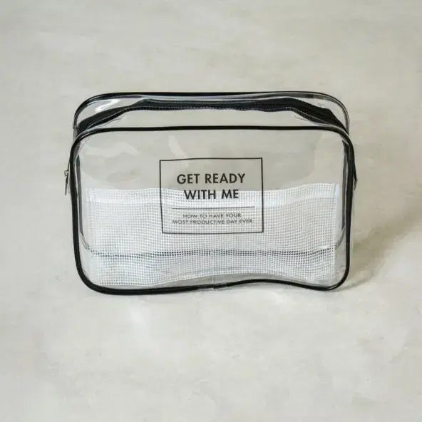 [BUNJANG] Daiso Clear Pouch with Mesh Pocket / 다이소 투명 파우치