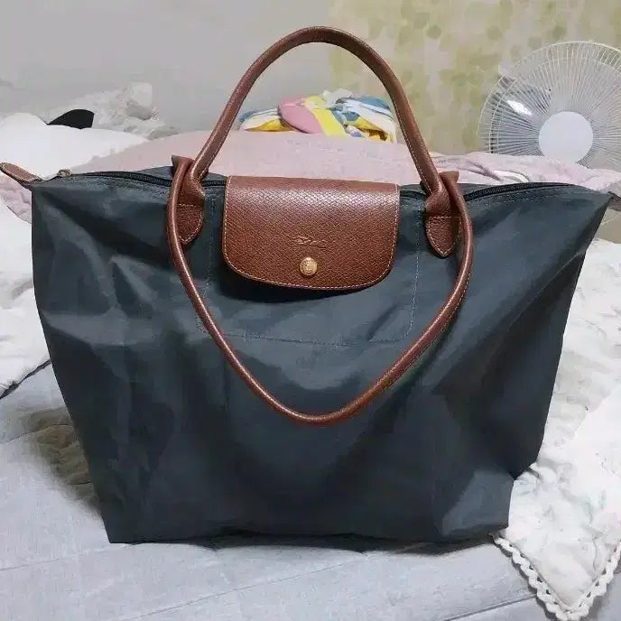 [BUNJANG] Longchamp Le Pliage Original Large Shoulder Bag - Dark Grey / 롱샴 르 플리아쥬 오리지널 라지 다크그래이건메탈