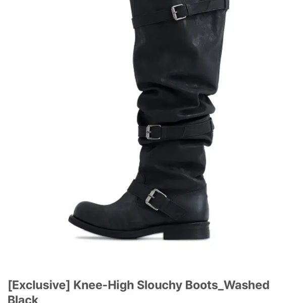[BUNJANG] Negative Three Knee-High Boots Washed Black / 네거티브쓰리 니하이 부츠 (워시드블랙)_230