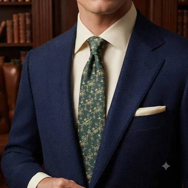 [BUNJANG] Salvatore Ferragamo Jungle Pattern Silk Necktie 9cm / 페라가모 정품 정글 패턴실크넥타이 9cm