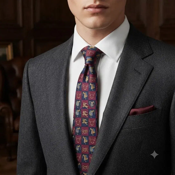 [BUNJANG] Burberry Silk 100% Equestrian Pattern Necktie 9cm / 버버리 정품 승마 패턴 넥타이 9cm