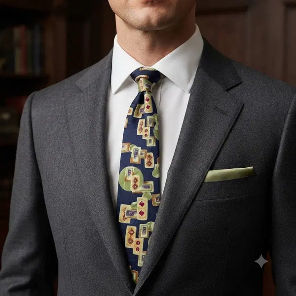 [BUNJANG] Balenciaga Geometric Pattern Silk Necktie 9cm / 발렌시아가 정품 기하학패턴 실크넥타이9cm