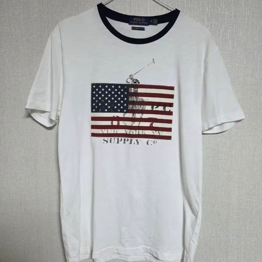 [BUNJANG] Polo Ralph Lauren Flag Ringer T-Shirt / 폴로 랄프로렌 성조기 반팔 링거티