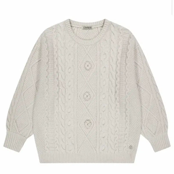 [BUNJANG] Koiseio PomPom Cable Knit Ivory / 한 번 착용) 코이세이오 폼폼 케이블 니트 아이보리
