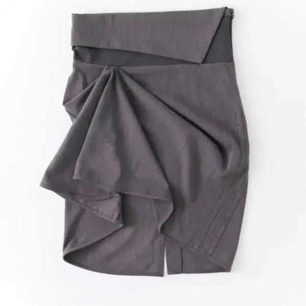 [BUNJANG] Ullala San Tu SS BRACE UNBALANCE SKIRT (Charcoal) / 울리카상투스 BRACE UNBALANCE SKIRT (CHARCOAL)