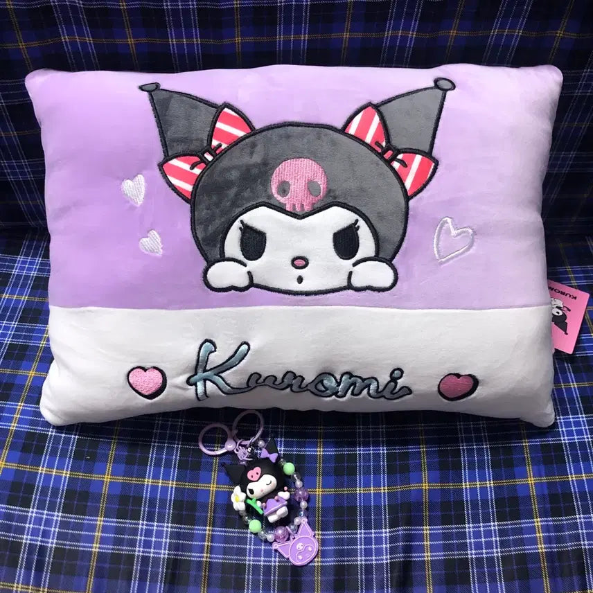 [BUNJANG] Kuromi Cushion & Beaded Keychain Set / 쿠로미 쿠션(베게)&비즈키링 세트