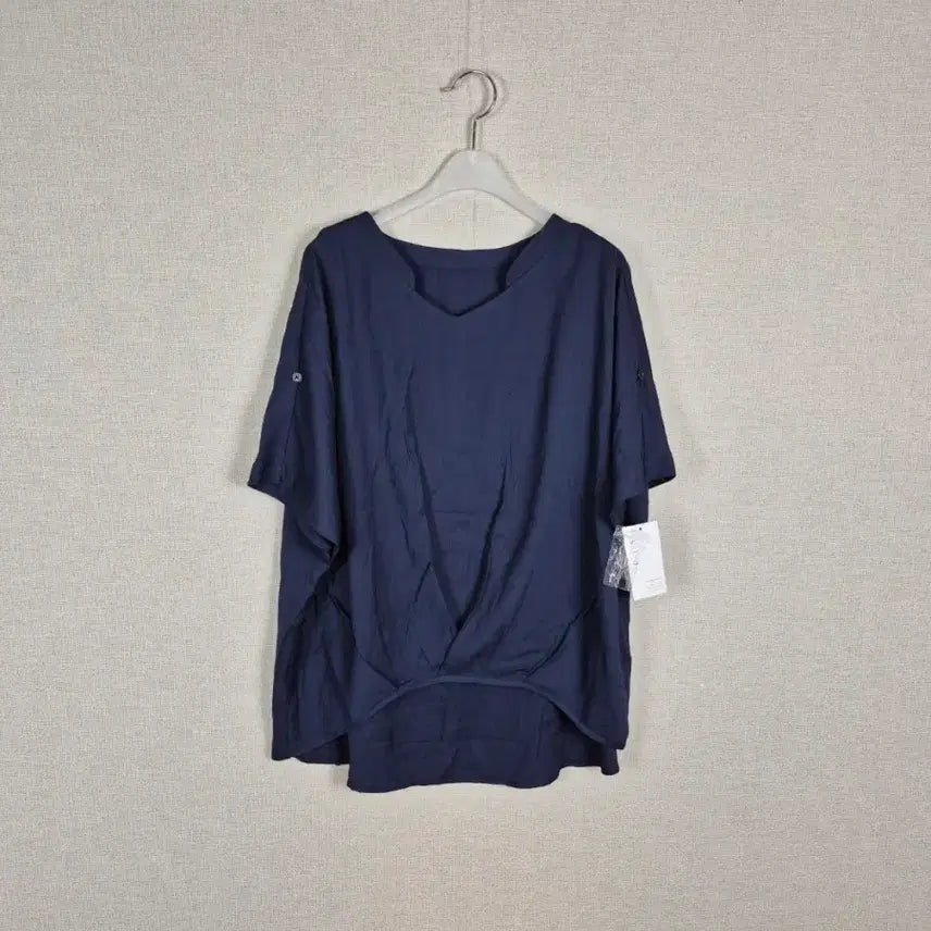 [BUNJANG] Women's Navy Rayon Blend Batwing Sleeve Blouse - Size L / (#88,99추천/L/새상품)빅사이즈 레이온50% 네이비 블라우스