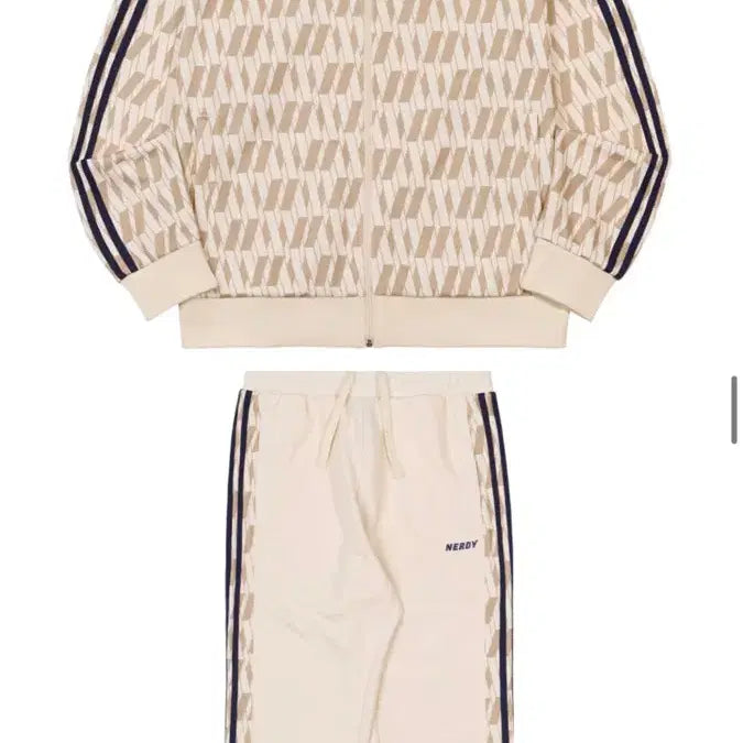 [BUNJANG] NERDY DNA Monogram Track Top Cream Set / 널디 DNA 모노그램 트랙탑 크림 셋업 세트