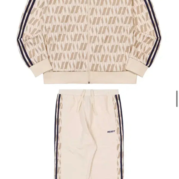 [BUNJANG] NERDY DNA Monogram Track Top Cream Set / 널디 DNA 모노그램 트랙탑 크림 셋업 세트